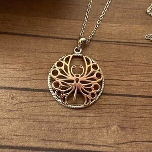 Sterling Silver Rose Gold Butterfly Necklace